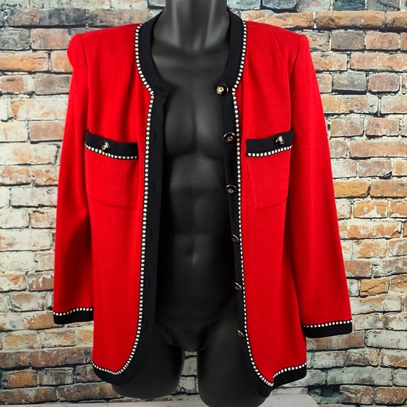 St. John Jackets & Blazers - St. John Collection Red & black knit blazer size 6